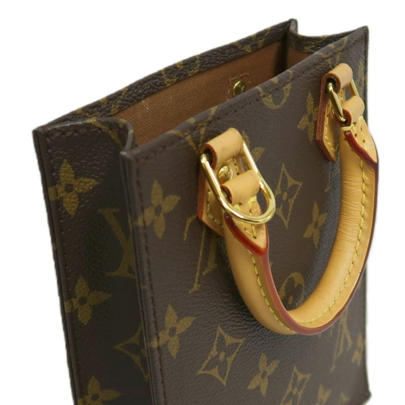 LOUIS VUITTON Sac Plat BB Monogram PVC Canvas Handbag, Brown, with Shoulder Strap