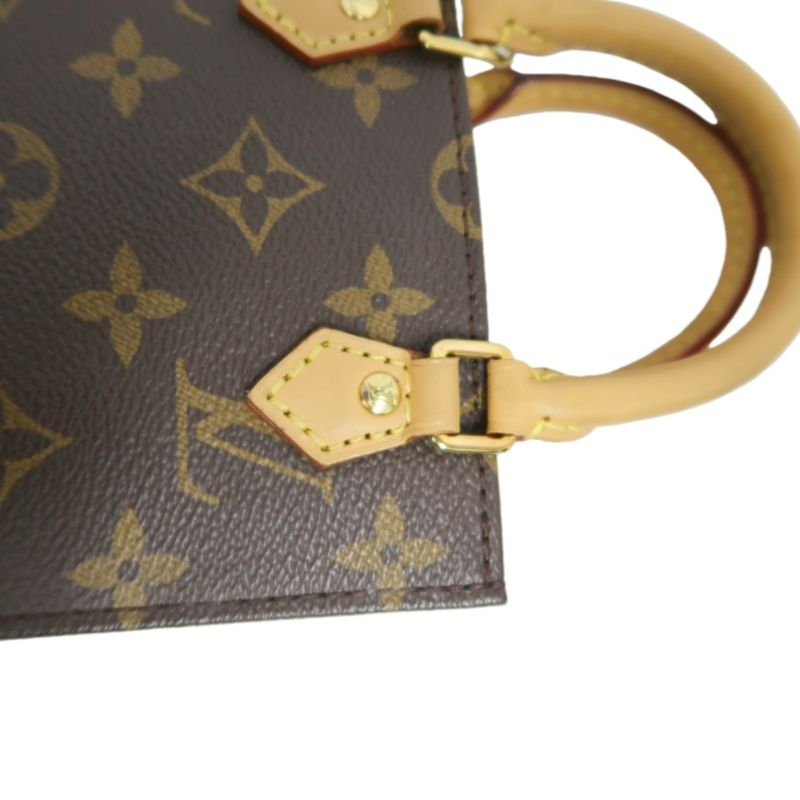LOUIS VUITTON Sac Plat BB Monogram PVC Canvas Handbag, Brown, with Shoulder Strap