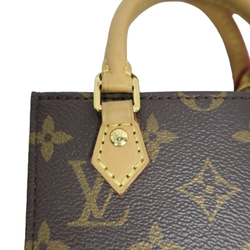 LOUIS VUITTON Sac Plat BB Monogram PVC Canvas Handbag, Brown, with Shoulder Strap