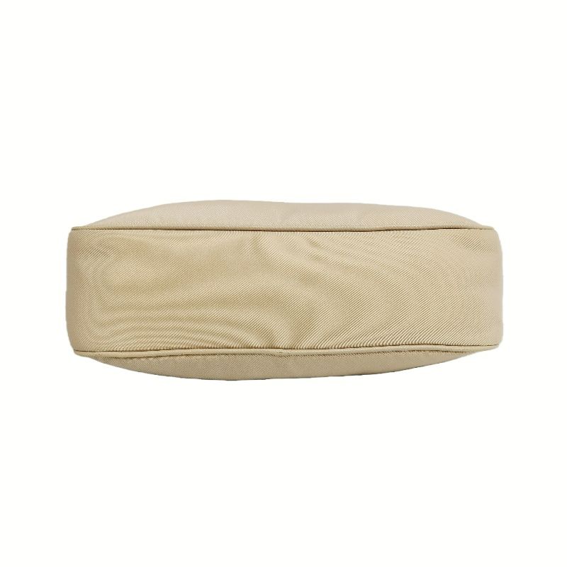 PRADA Handbag, Nylon, Beige with Silver Hardware, Detachable Shoulder Strap Included, Pouch Included, Dust Bag Included