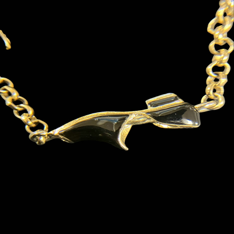 Ferragamo bracelet, gold-tone alloy hardware, high-heel motif