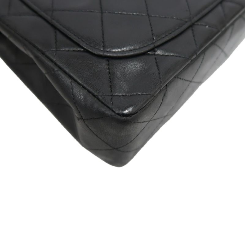 CHANEL Matelassé Chain Shoulder Bag, Lambskin, Black with Gold Hardware, Mini Classic Flap (Square)