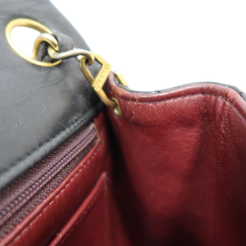 CHANEL Matelassé Chain Shoulder Bag, Lambskin, Black with Gold Hardware, Mini Classic Flap (Square)