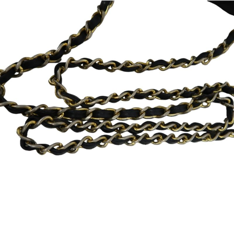 CHANEL Matelassé Chain Shoulder Bag, Lambskin, Black with Gold Hardware, Mini Classic Flap (Square)