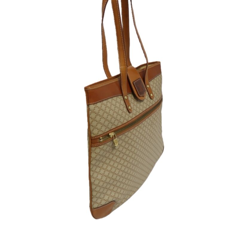 CELINE Brown Beige Macadam Coated Canvas Tote Bag
