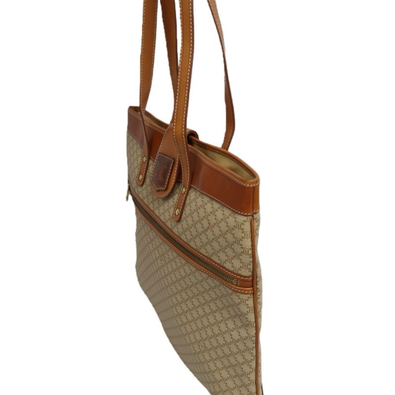 CELINE Brown Beige Macadam Coated Canvas Tote Bag