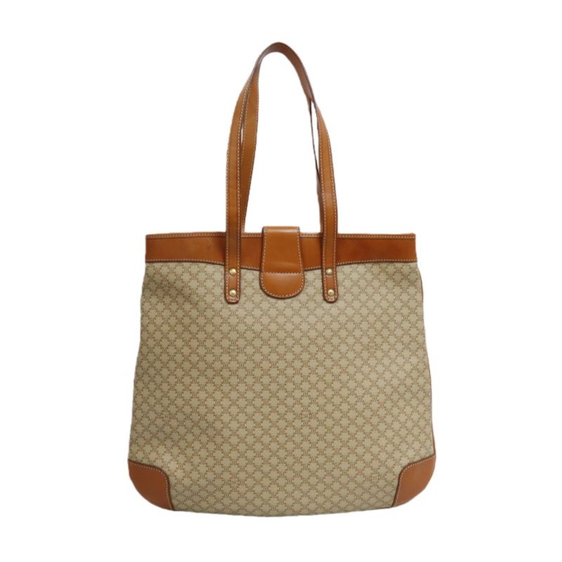 CELINE Brown Beige Macadam Coated Canvas Tote Bag