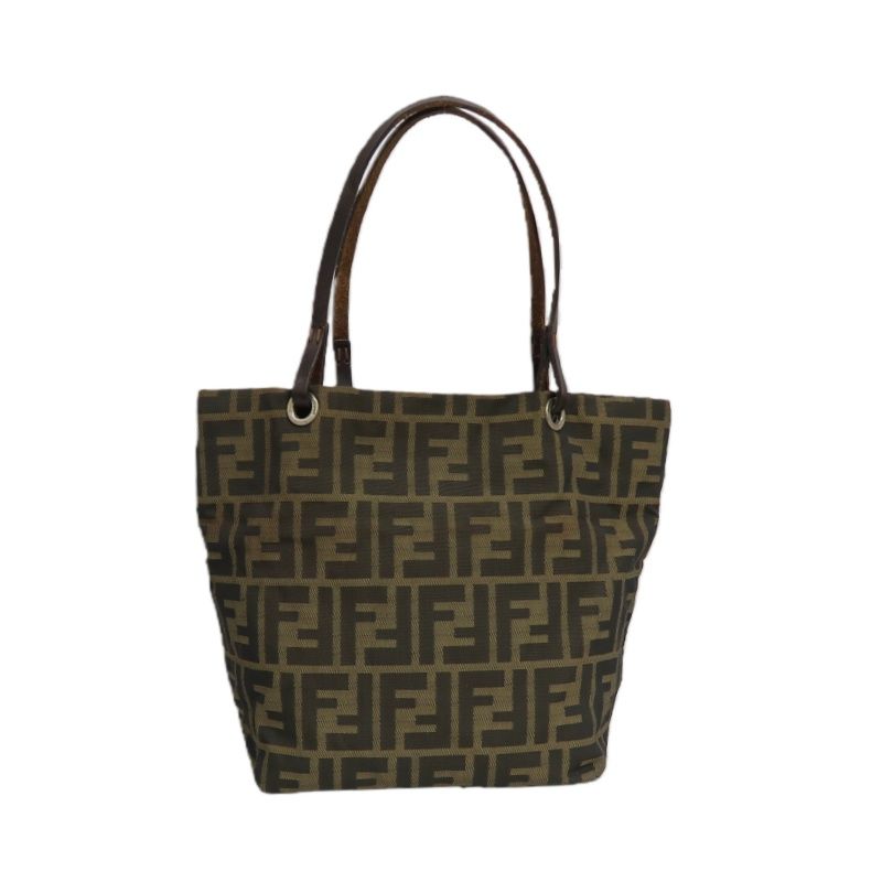 FENDI Brown Zucca Canvas/Leather Handbag