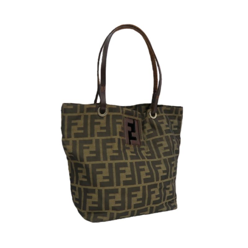 FENDI Brown Zucca Canvas/Leather Handbag