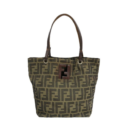 FENDI Brown Zucca Canvas/Leather Handbag