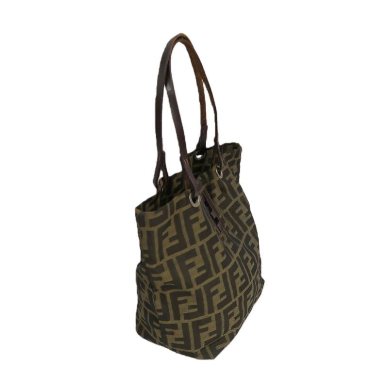 FENDI Brown Zucca Canvas/Leather Handbag