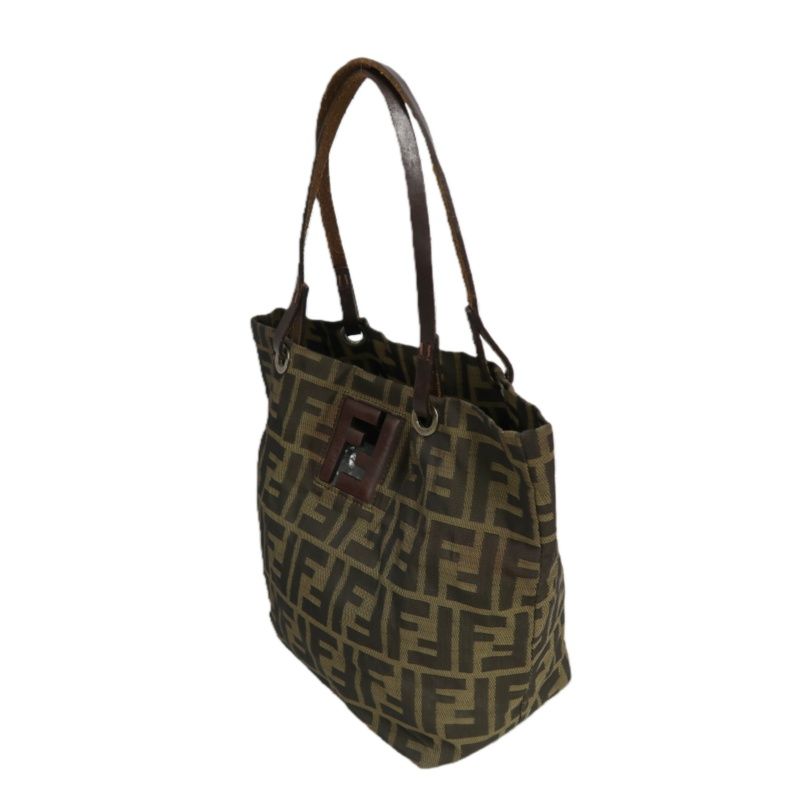 FENDI Brown Zucca Canvas/Leather Handbag
