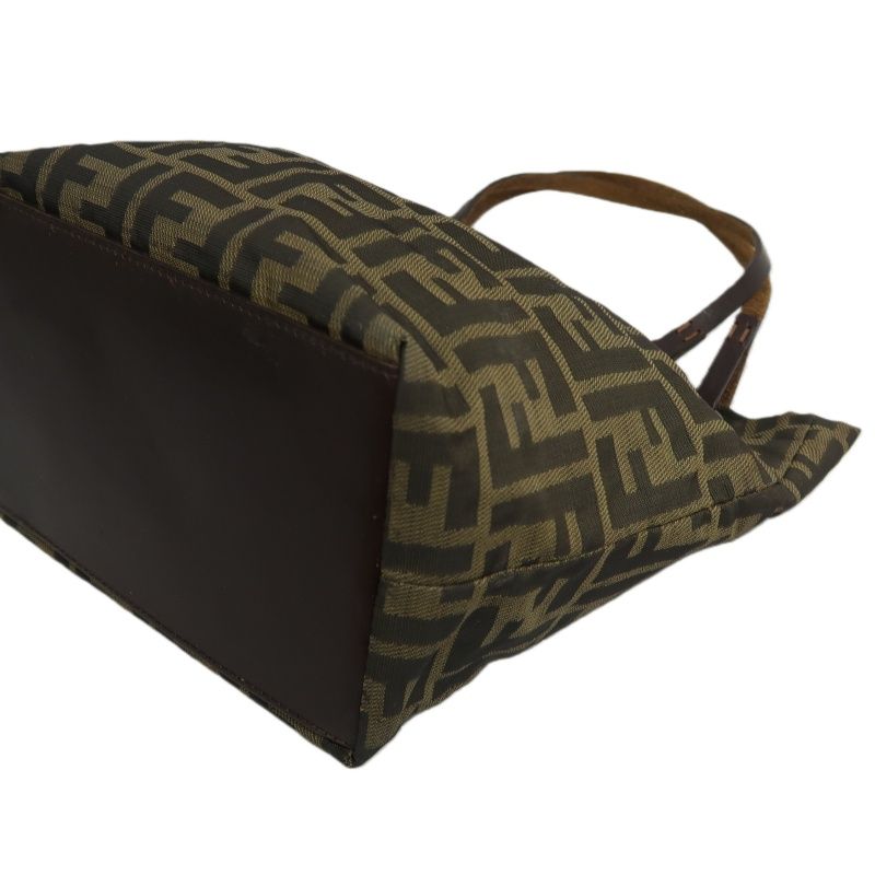 FENDI Brown Zucca Canvas/Leather Handbag