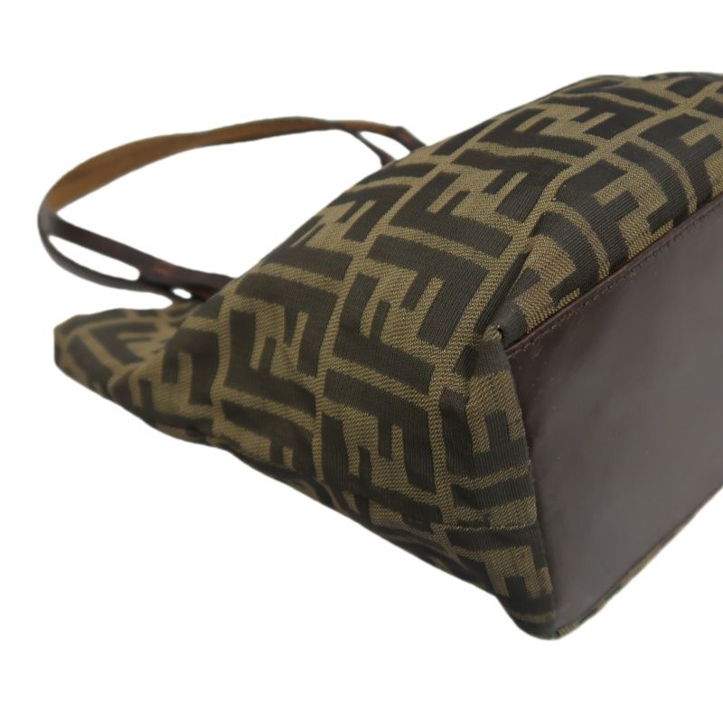 FENDI Brown Zucca Canvas/Leather Handbag