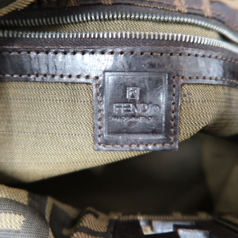 FENDI Brown Zucca Canvas/Leather Handbag