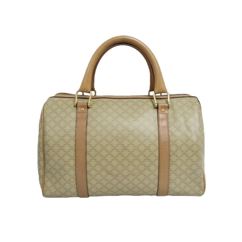 CELINE Macadam Coated Canvas, Mini Boston Handbag, Beige Brown