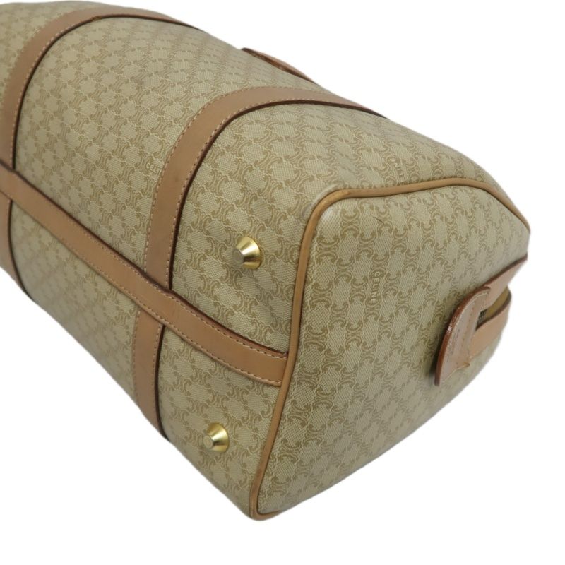 CELINE Macadam Coated Canvas, Mini Boston Handbag, Beige Brown