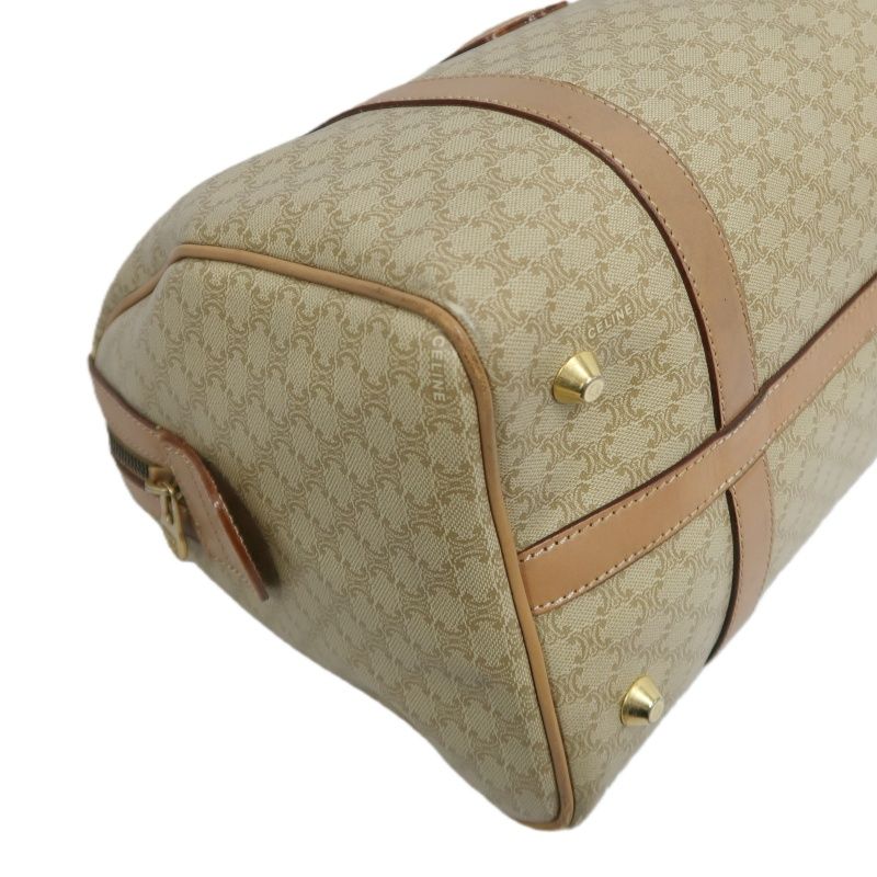 CELINE Macadam Coated Canvas, Mini Boston Handbag, Beige Brown