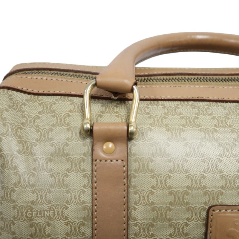 CELINE Macadam Coated Canvas, Mini Boston Handbag, Beige Brown