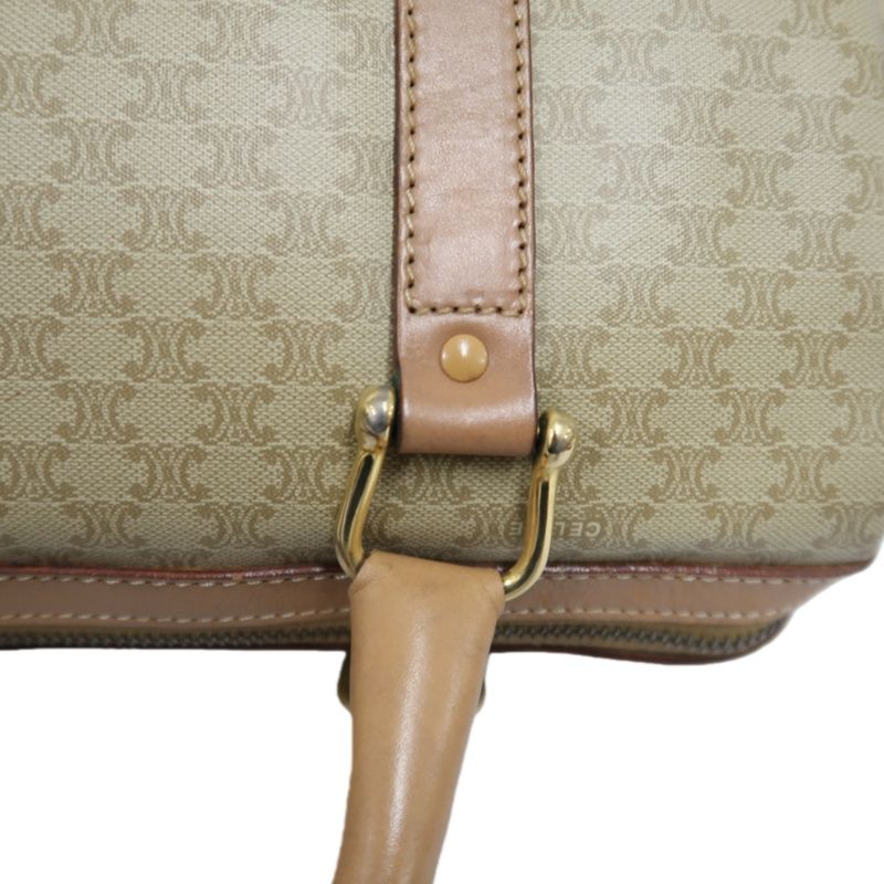 CELINE Macadam Coated Canvas, Mini Boston Handbag, Beige Brown