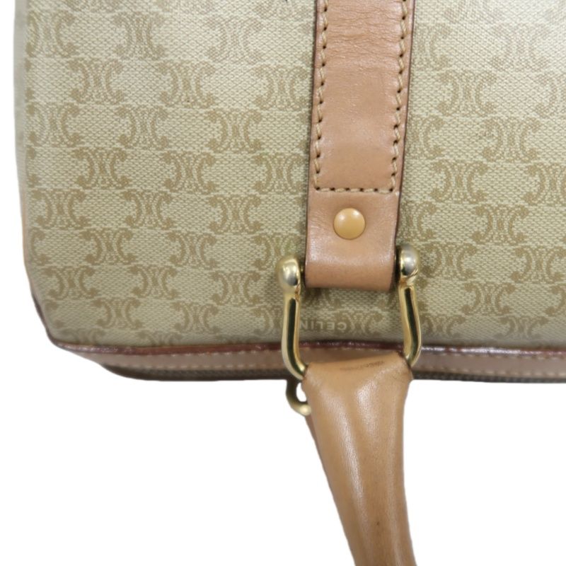 CELINE Macadam Coated Canvas, Mini Boston Handbag, Beige Brown