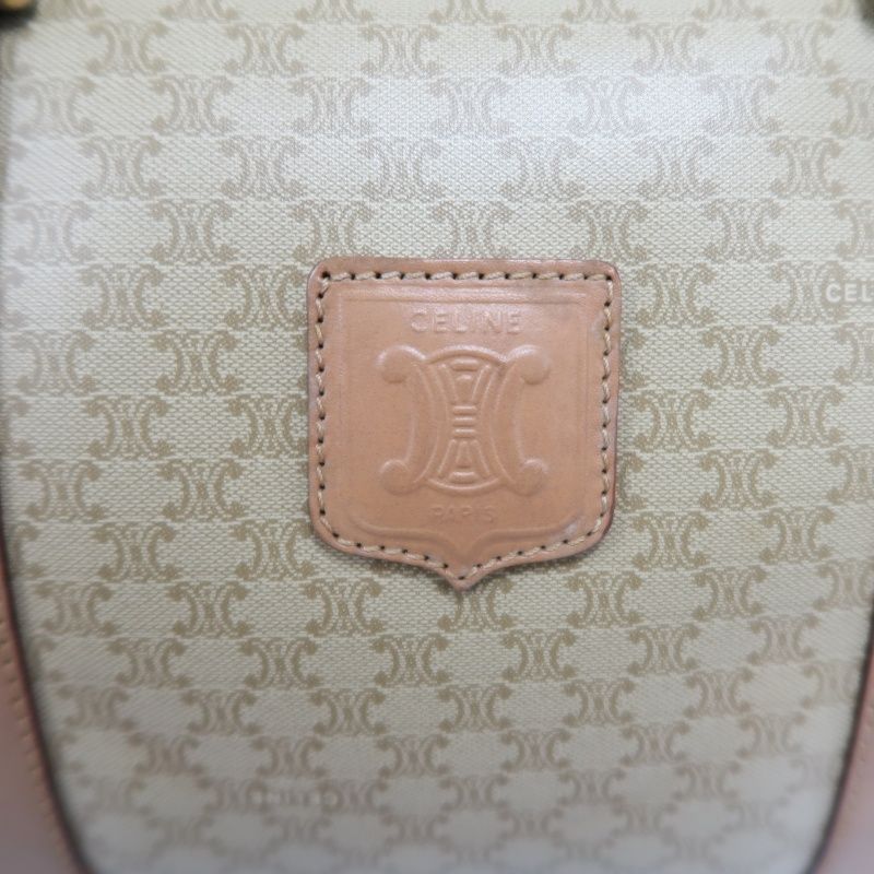 CELINE Macadam Coated Canvas, Mini Boston Handbag, Beige Brown