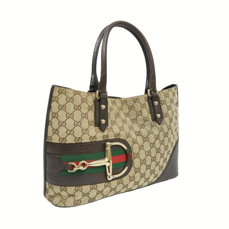 GUCCI GG Canvas Horsebit, Tote & Shoulder Bag, Brown