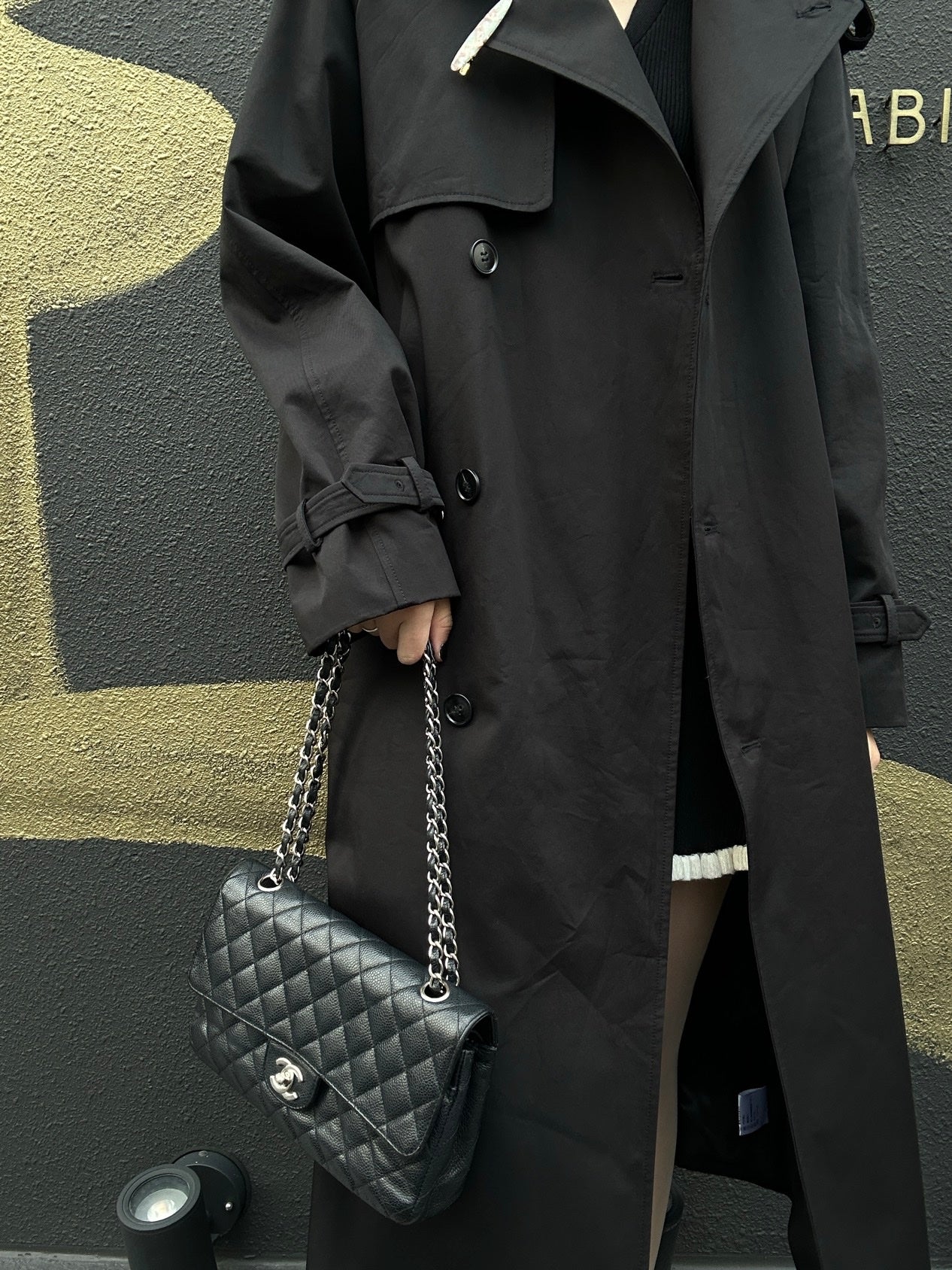 CHANEL Classic Flap Quilted Shoulder Bag, Caviar Leather, Black with Silver Hardware