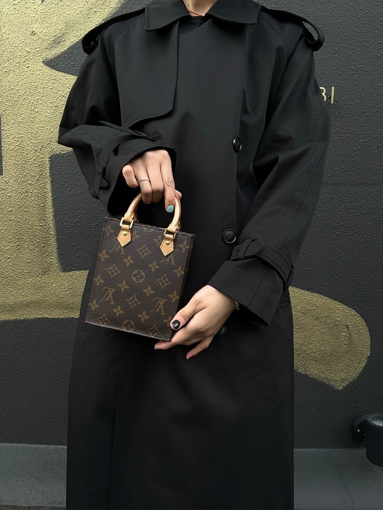 LOUIS VUITTON Sac Plat BB Monogram PVC Canvas Handbag, Brown, with Shoulder Strap