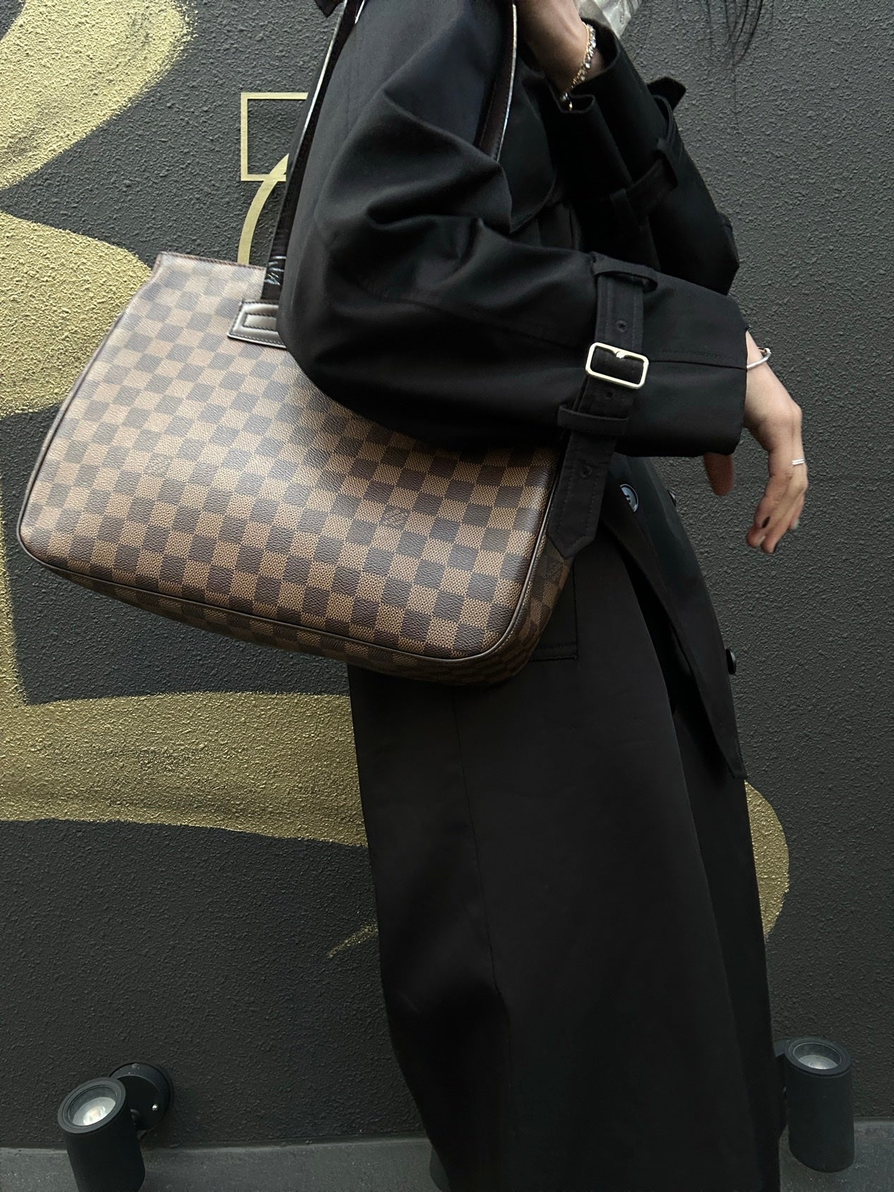 LOUIS VUITTON Damier Pattern Brown Coated Canvas Parioli PM Tote Bag