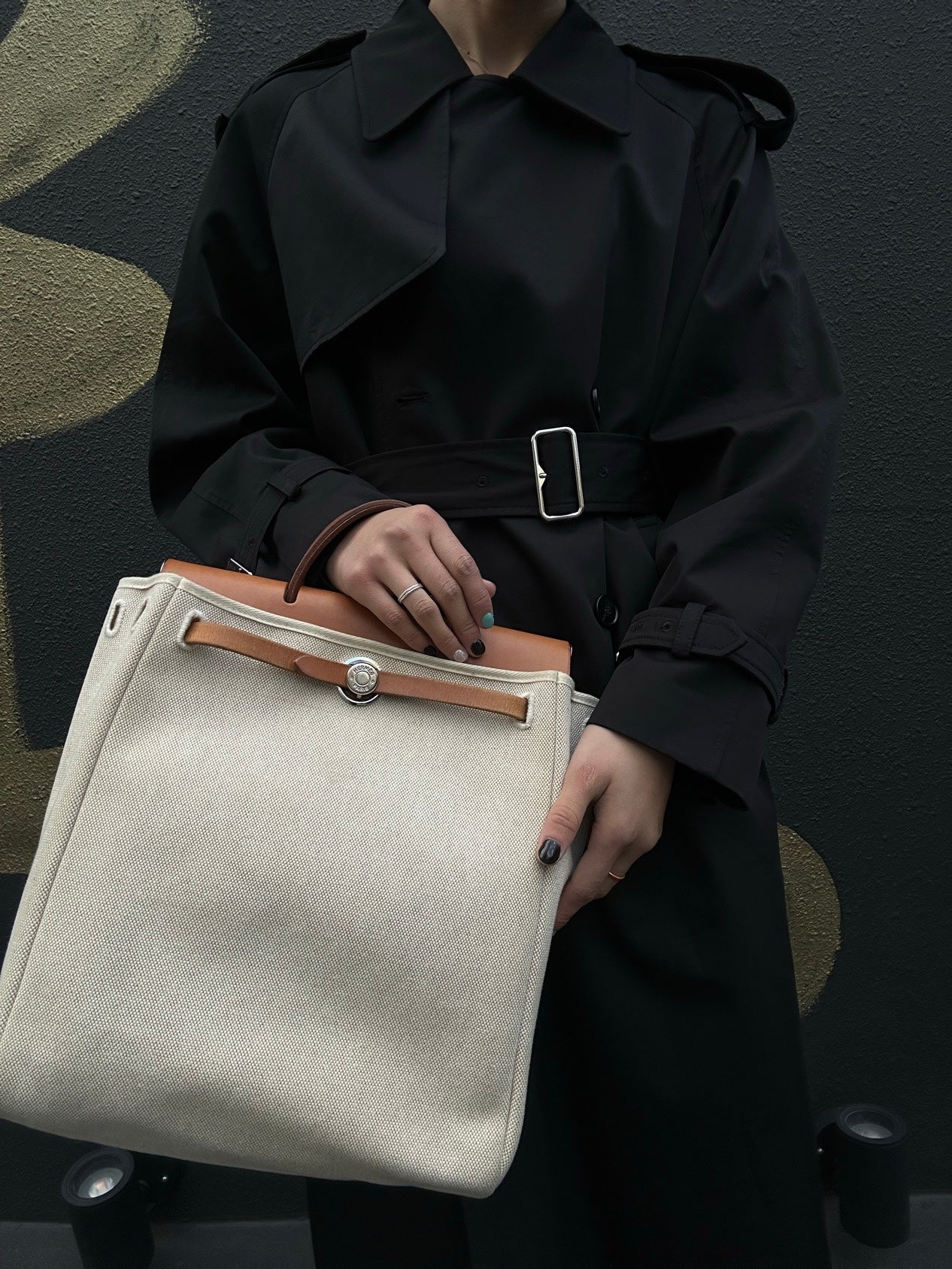 HERMES Herbag Ado PM, Canvas, Backpack & Handbag, Beige/Brown, with Padlock, 2 Keys, Clochette, Extra Inner Bag and Stopper