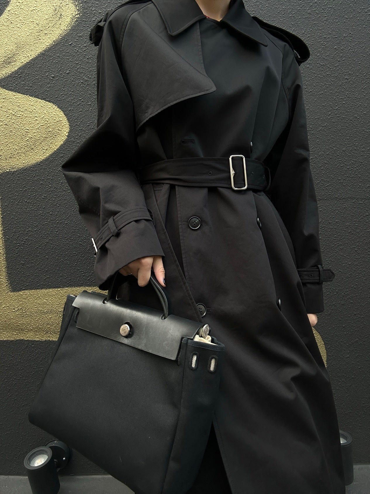 HERMES Herbag PM, Canvas Exterior, Hand, Shoulder & Crossbody Bag, Beige/Black, with 2 Keys, Shoulder Strap, Clochette, 2 Rain Covers, Stopper and Extra Inner Bag