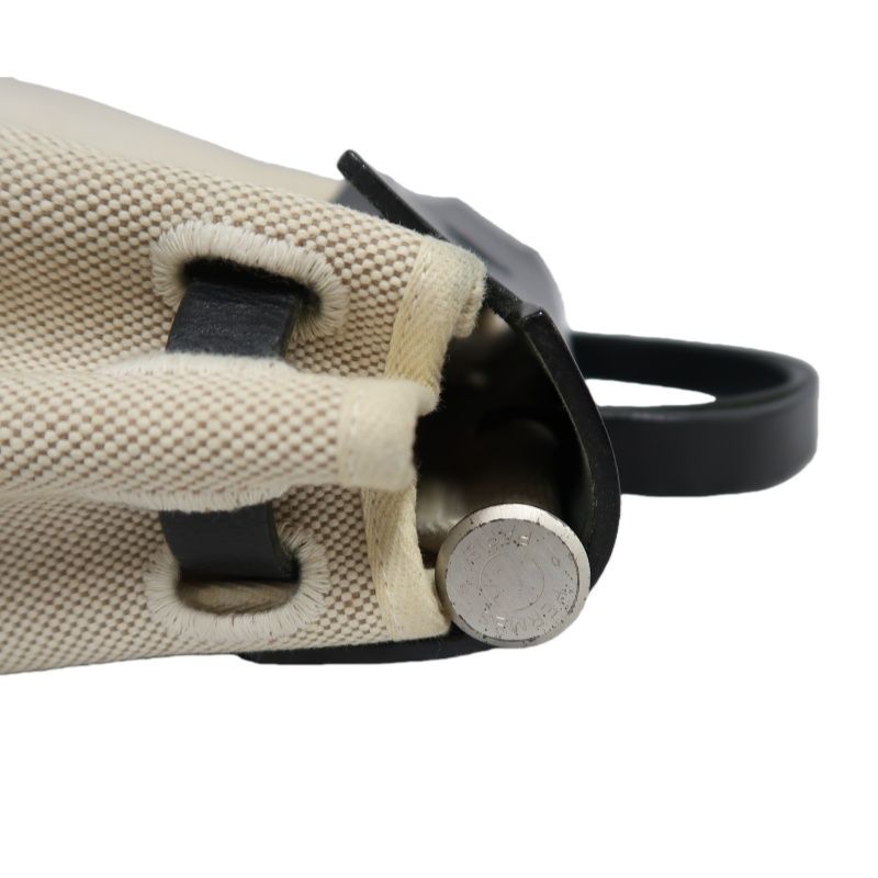 HERMES Herbag PM, Canvas Exterior, Hand, Shoulder & Crossbody Bag, Beige/Black, with 2 Keys, Shoulder Strap, Clochette, 2 Rain Covers, Stopper and Extra Inner Bag