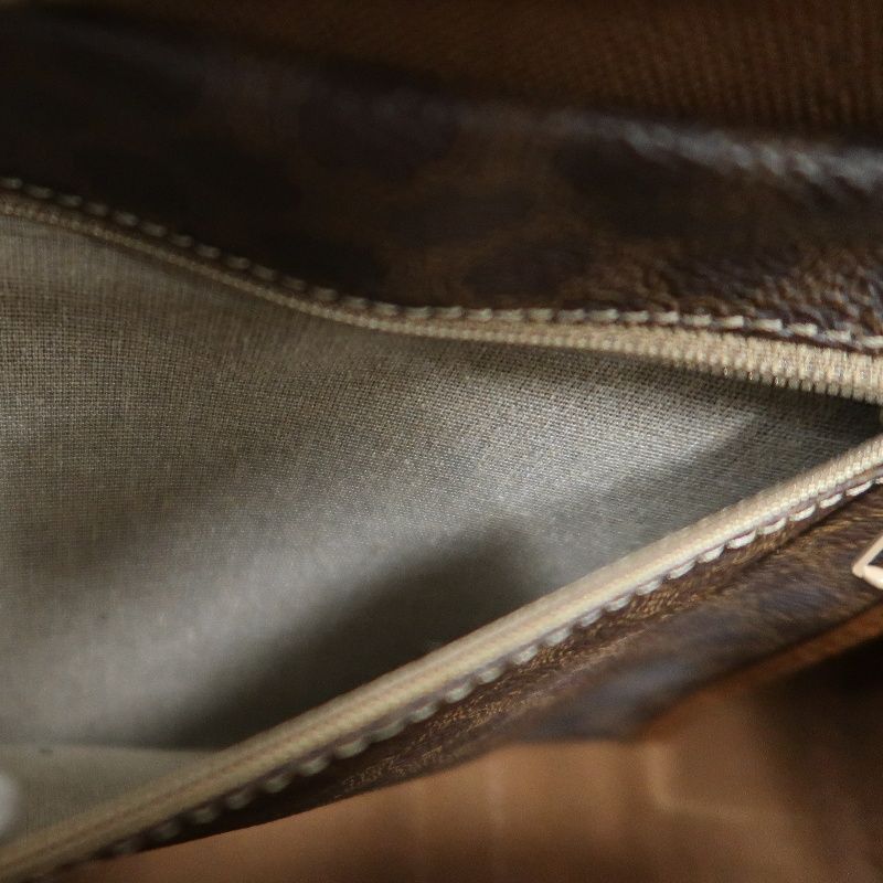 CELINE Macadam Pattern Brown Coated Canvas Mini Boston Handbag