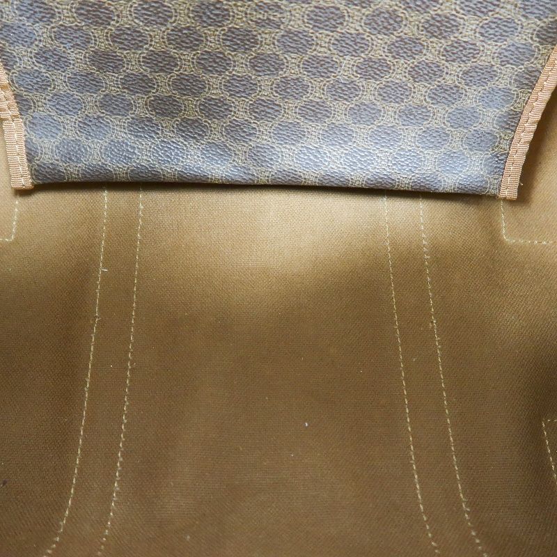 CELINE Macadam Pattern Brown Coated Canvas Mini Boston Handbag