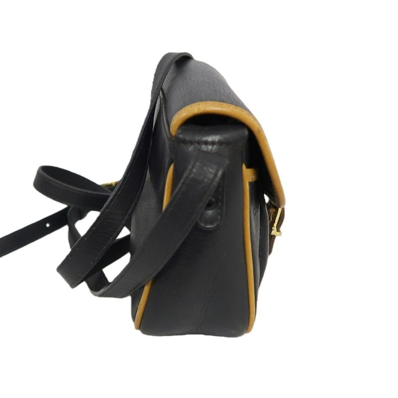 CELINE Black Leather Saddle Crossbody Shoulder Bag