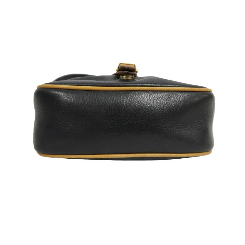 CELINE Black Leather Saddle Crossbody Shoulder Bag