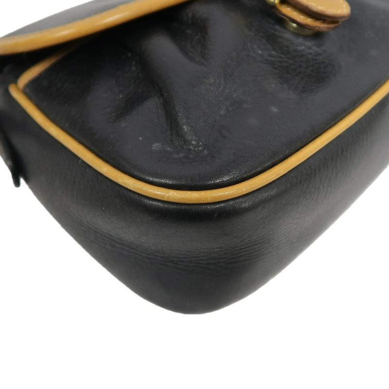 CELINE Black Leather Saddle Crossbody Shoulder Bag