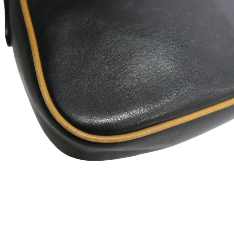 CELINE Black Leather Saddle Crossbody Shoulder Bag