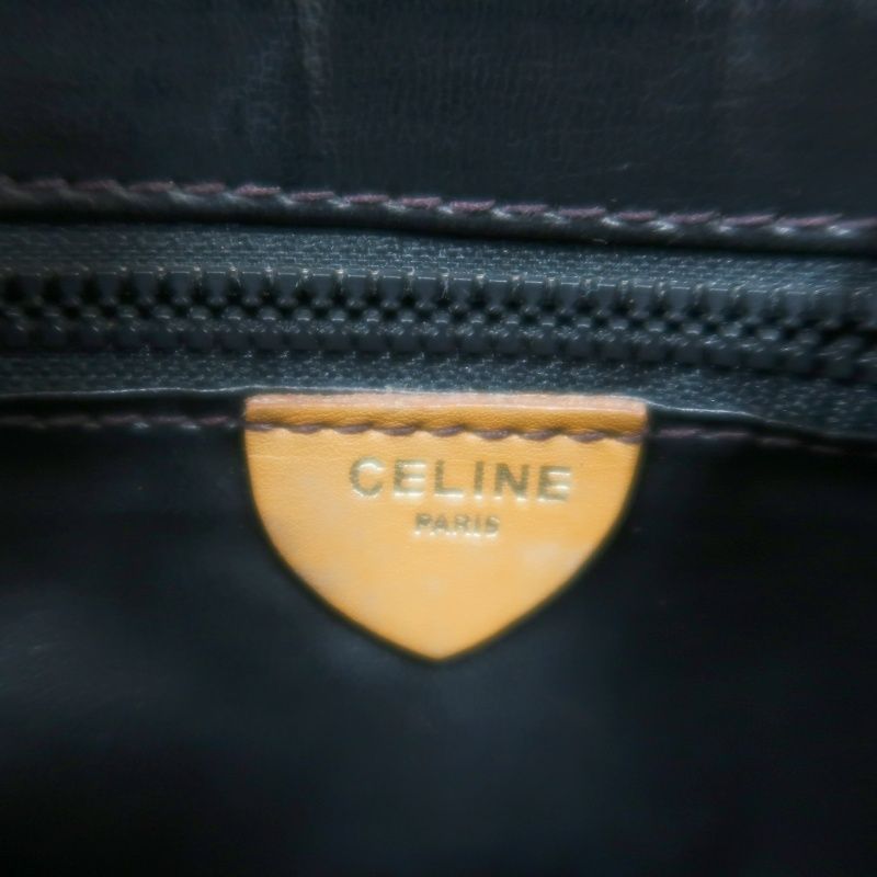 CELINE Black Leather Saddle Crossbody Shoulder Bag