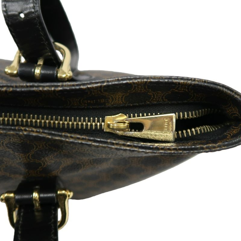 CELINE Macadam Coated Canvas, Tote & Shoulder Bag, Brown, Gold Hardware