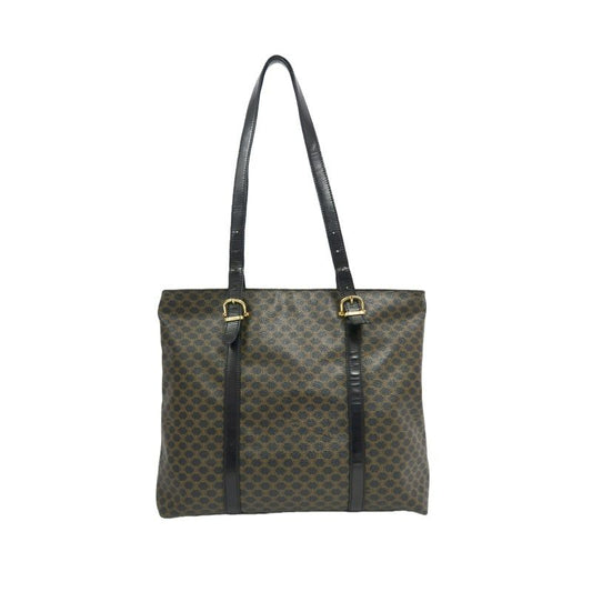 CELINE Macadam Coated Canvas, Tote & Shoulder Bag, Brown, Gold Hardware