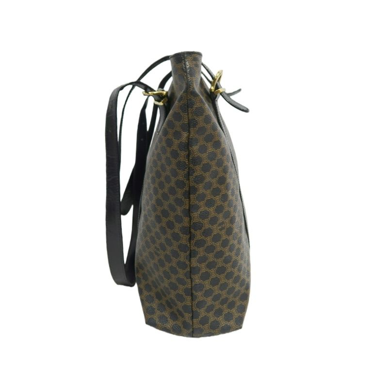 CELINE Macadam Coated Canvas, Tote & Shoulder Bag, Brown, Gold Hardware