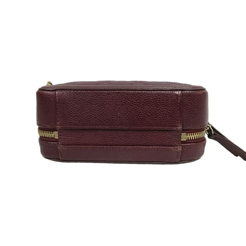 CHANEL CC Filigree Matelassé Hand & Shoulder Bag, Caviar Skin, Bordeaux, Gold Hardware