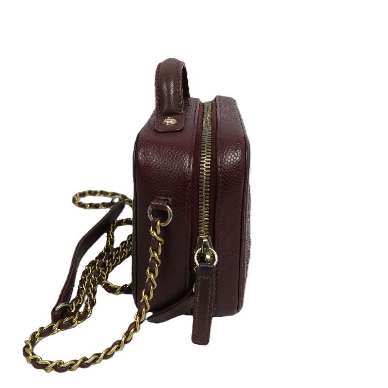 CHANEL CC Filigree Matelassé Hand & Shoulder Bag, Caviar Skin, Bordeaux, Gold Hardware