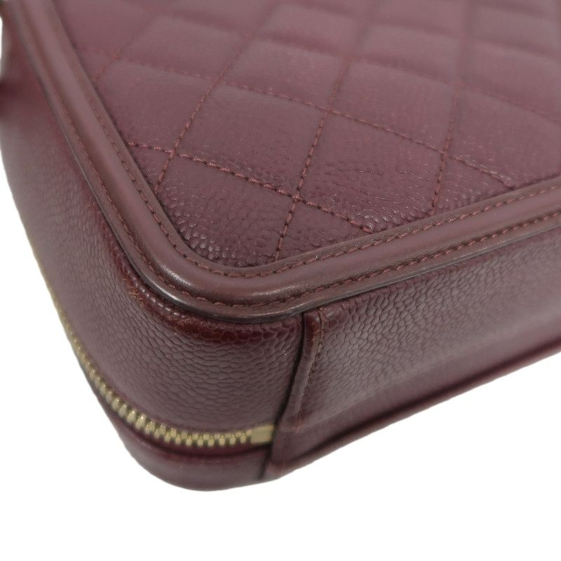 CHANEL CC Filigree Matelassé Hand & Shoulder Bag, Caviar Skin, Bordeaux, Gold Hardware