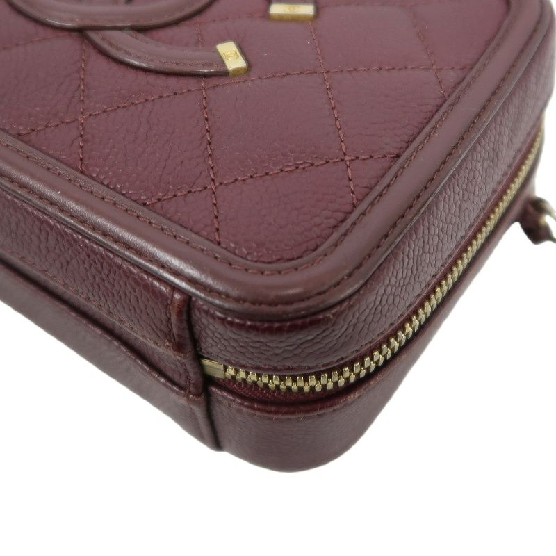 CHANEL CC Filigree Matelassé Hand & Shoulder Bag, Caviar Skin, Bordeaux, Gold Hardware