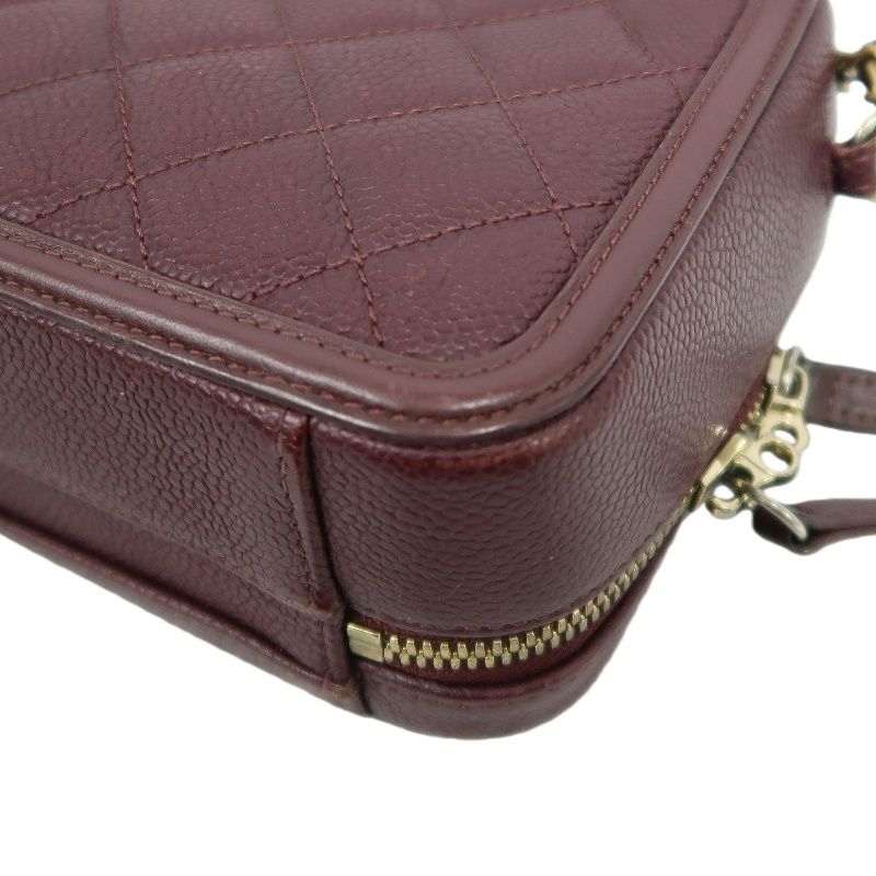 CHANEL CC Filigree Matelassé Hand & Shoulder Bag, Caviar Skin, Bordeaux, Gold Hardware
