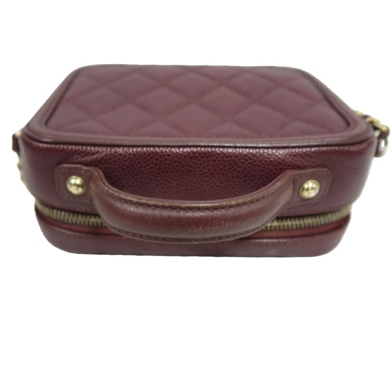 CHANEL CC Filigree Matelassé Hand & Shoulder Bag, Caviar Skin, Bordeaux, Gold Hardware