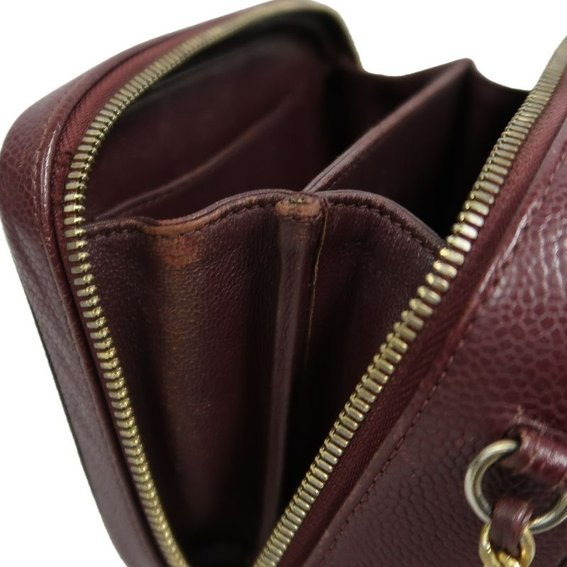 CHANEL CC Filigree Matelassé Hand & Shoulder Bag, Caviar Skin, Bordeaux, Gold Hardware